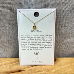 Tiny Tags Necklace Football 16" W/ 2" Extender 14K GOLD ION Plate Over Brass